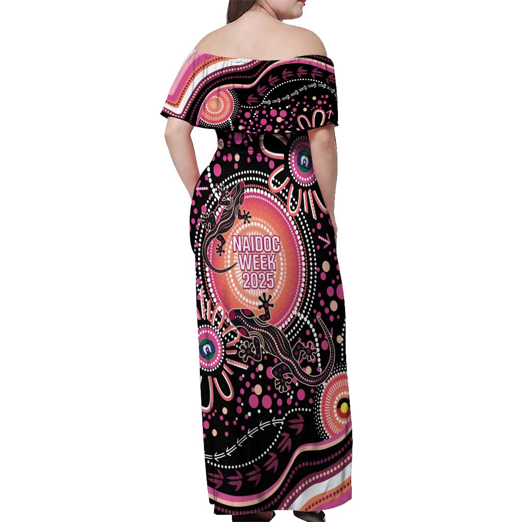 Australia NAIDOC Week Off Shoulder Maxi Dress Happy 50th Anniversary Pink Version
