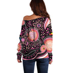 Australia NAIDOC Week Off Shoulder Sweater Happy 50th Anniversary Pink Version