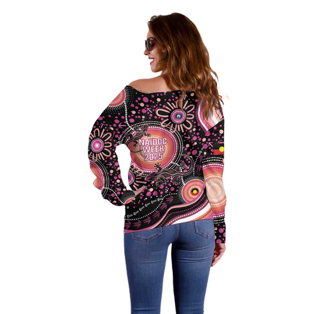 Australia NAIDOC Week Off Shoulder Sweater Happy 50th Anniversary Pink Version