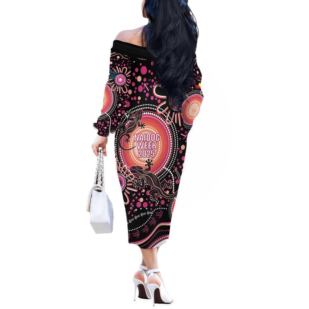 Australia NAIDOC Week Off The Shoulder Long Sleeve Dress Happy 50th Anniversary Pink Version