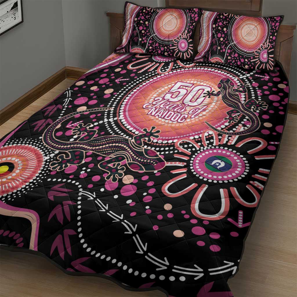 Australia NAIDOC Week Quilt Bed Set Happy 50th Anniversary Pink Version