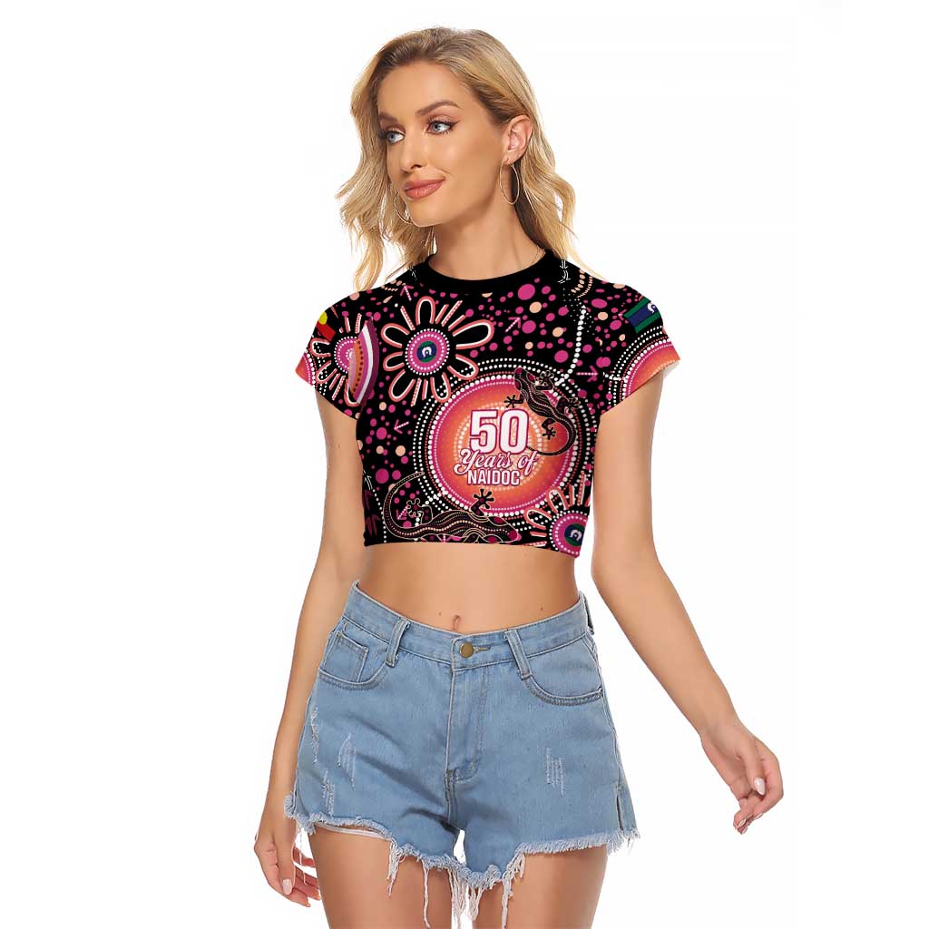 Australia NAIDOC Week Raglan Cropped T Shirt Happy 50th Anniversary Pink Version