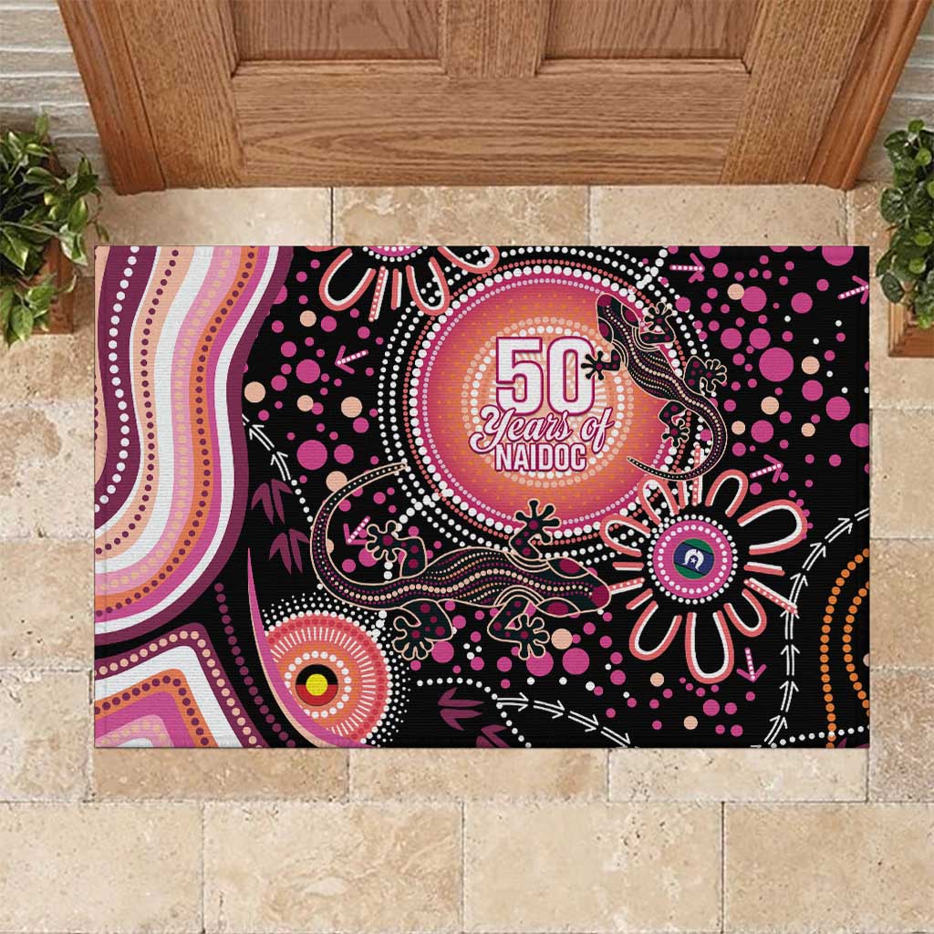 Australia NAIDOC Week Rubber Doormat Happy 50th Anniversary Pink Version