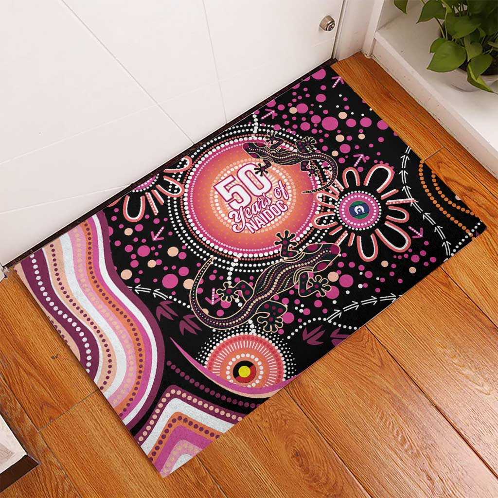 Australia NAIDOC Week Rubber Doormat Happy 50th Anniversary Pink Version
