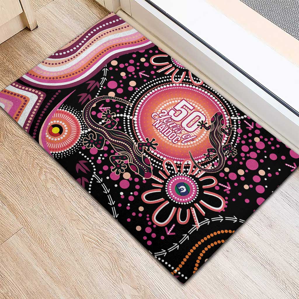 Australia NAIDOC Week Rubber Doormat Happy 50th Anniversary Pink Version