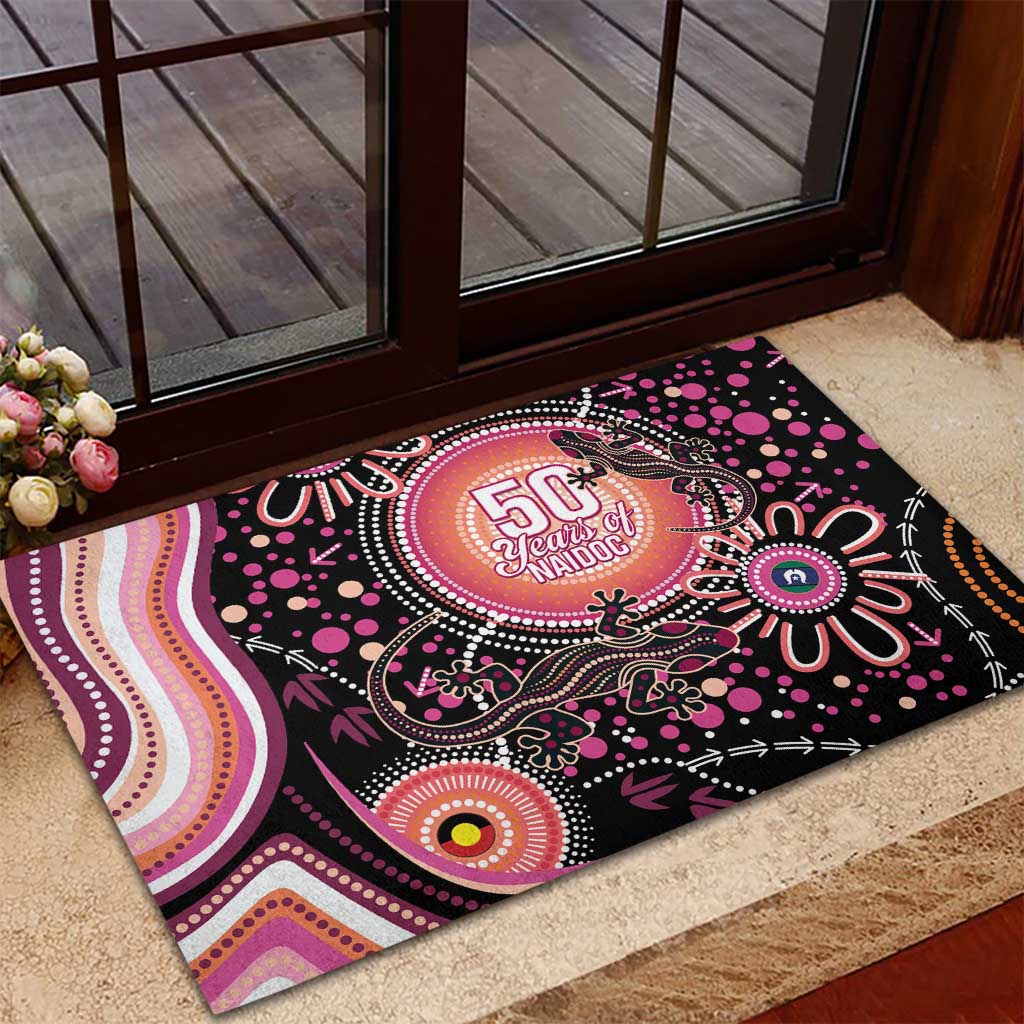 Australia NAIDOC Week Rubber Doormat Happy 50th Anniversary Pink Version