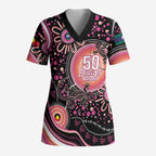 Australia NAIDOC Week Scrub Top Happy 50th Anniversary Pink Version - Aussie Hoodie