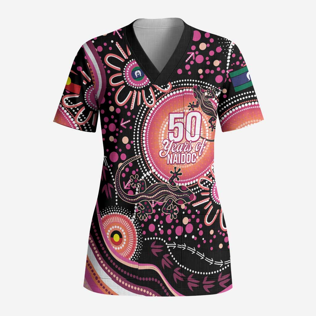 Australia NAIDOC Week Scrub Top Happy 50th Anniversary Pink Version - Aussie Hoodie