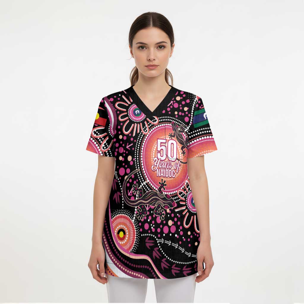 Australia NAIDOC Week Scrub Top Happy 50th Anniversary Pink Version - Aussie Hoodie