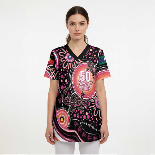 Australia NAIDOC Week Scrub Top Happy 50th Anniversary Pink Version - Aussie Hoodie