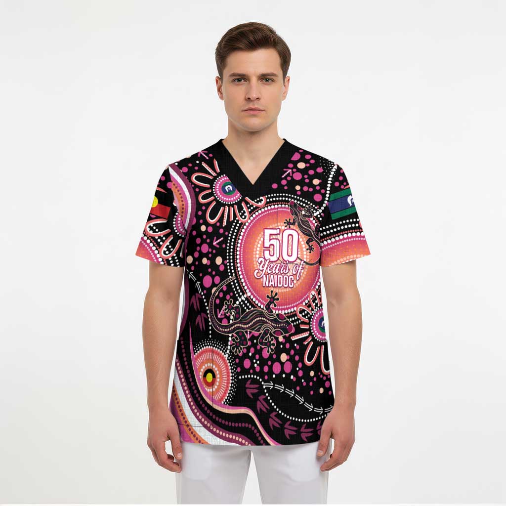 Australia NAIDOC Week Scrub Top Happy 50th Anniversary Pink Version - Aussie Hoodie