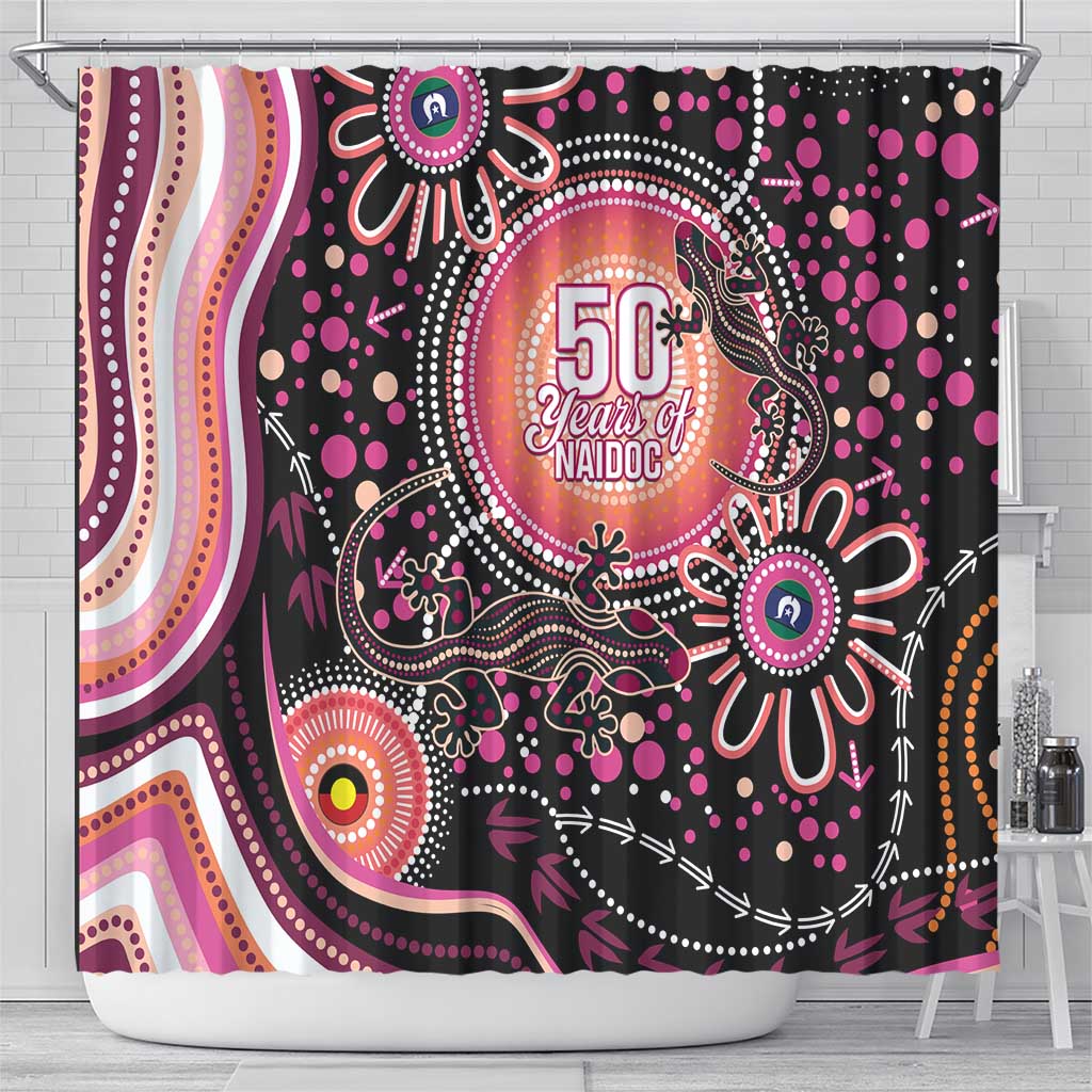 Australia NAIDOC Week Shower Curtain Happy 50th Anniversary Pink Version