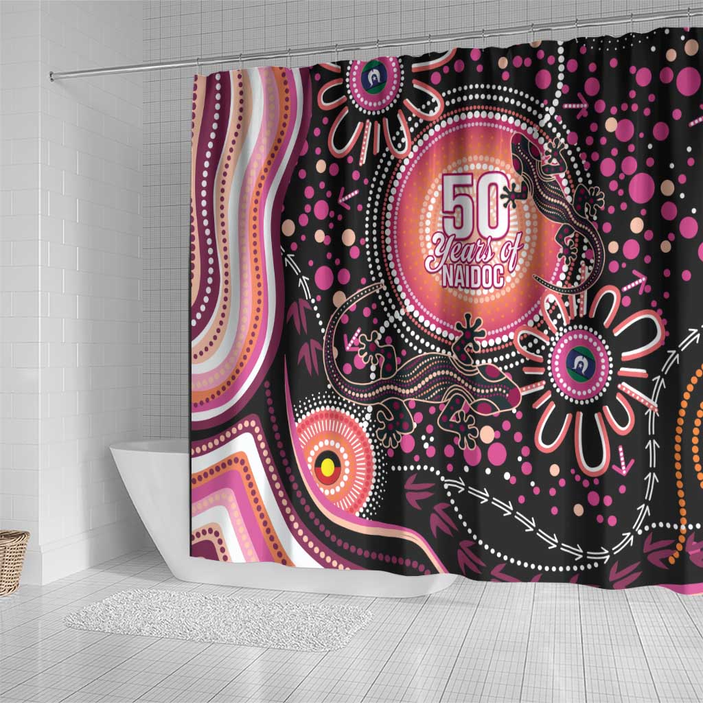 Australia NAIDOC Week Shower Curtain Happy 50th Anniversary Pink Version
