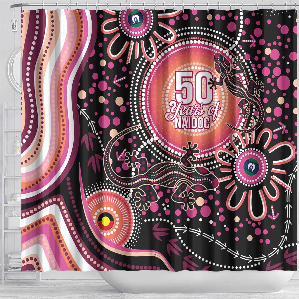 Australia NAIDOC Week Shower Curtain Happy 50th Anniversary Pink Version