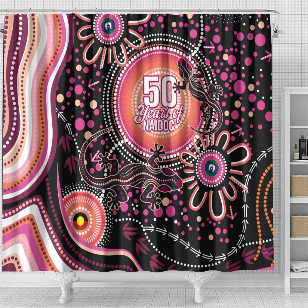 Australia NAIDOC Week Shower Curtain Happy 50th Anniversary Pink Version