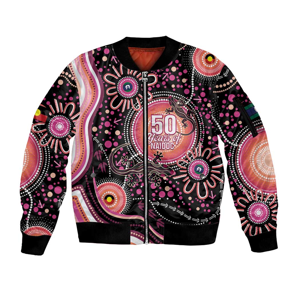 Australia NAIDOC Week Sleeve Zip Bomber Jacket Happy 50th Anniversary Pink Version