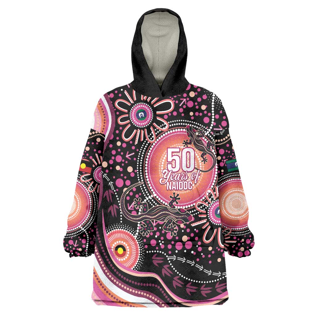 Australia NAIDOC Week Wearable Blanket Hoodie Happy 50th Anniversary Pink Version