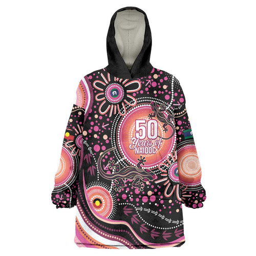 Australia NAIDOC Week Wearable Blanket Hoodie Happy 50th Anniversary Pink Version