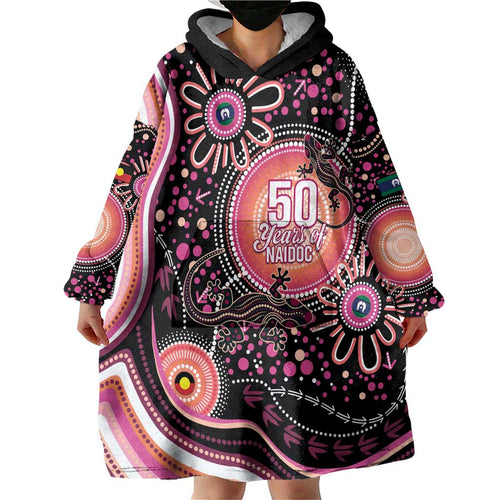 Australia NAIDOC Week Wearable Blanket Hoodie Happy 50th Anniversary Pink Version