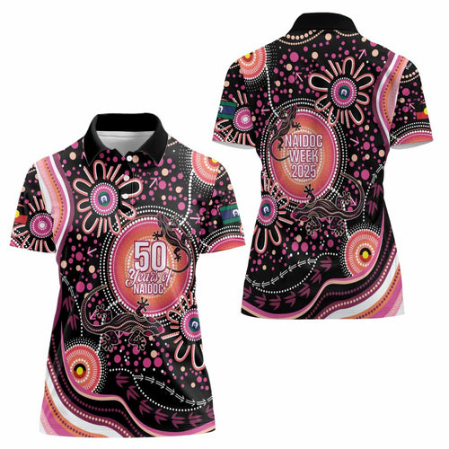 Australia NAIDOC Week Women Polo Shirt Happy 50th Anniversary Pink Version