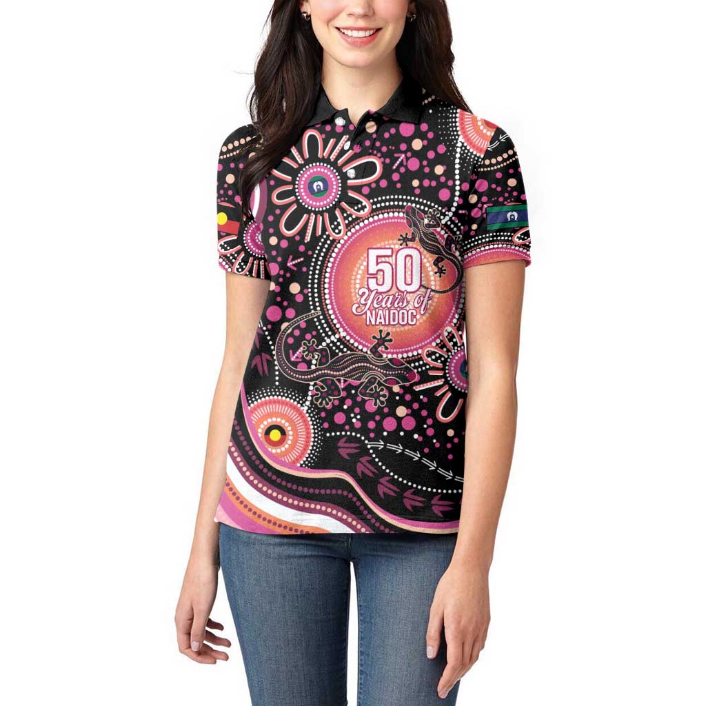 Australia NAIDOC Week Women Polo Shirt Happy 50th Anniversary Pink Version