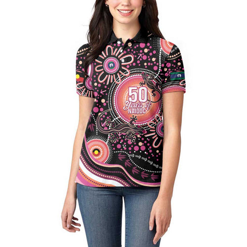Australia NAIDOC Week Women Polo Shirt Happy 50th Anniversary Pink Version