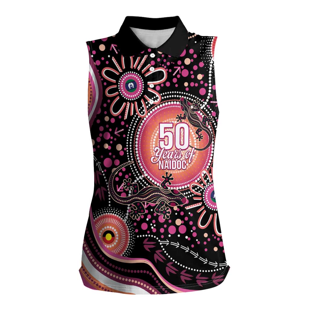 Australia NAIDOC Week Women Sleeveless Polo Shirt Happy 50th Anniversary Pink Version