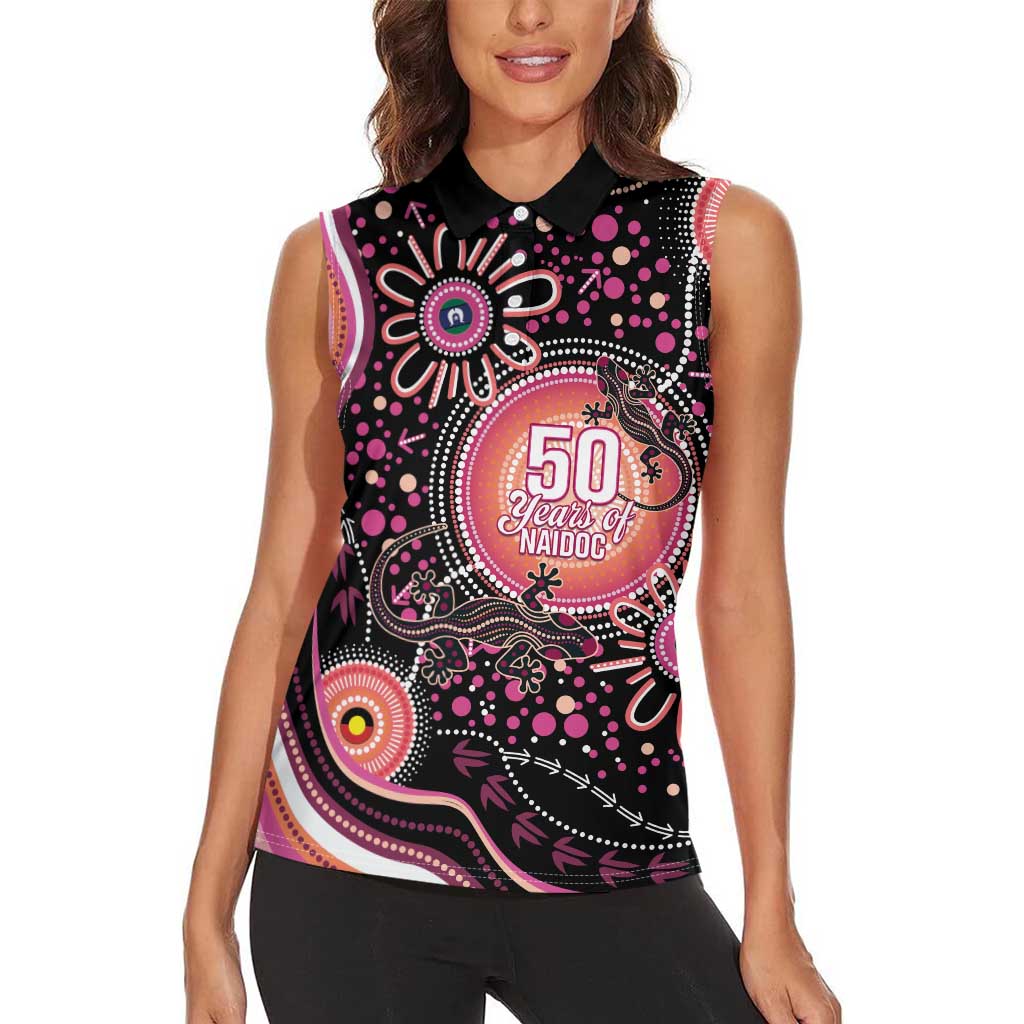 Australia NAIDOC Week Women Sleeveless Polo Shirt Happy 50th Anniversary Pink Version