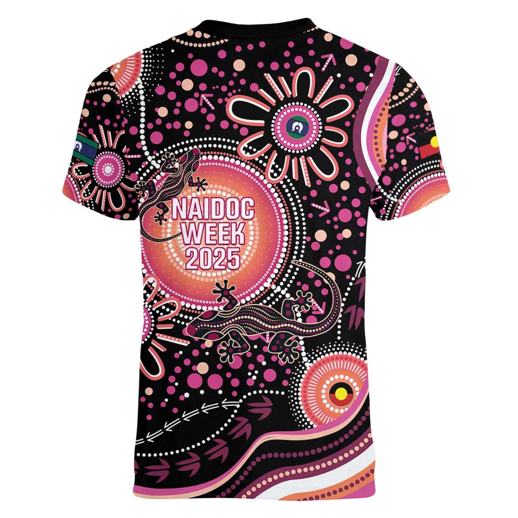 Australia NAIDOC Week Women V-Neck T-Shirt Happy 50th Anniversary Pink Version