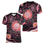 Australia NAIDOC Week Women V-Neck T-Shirt Happy 50th Anniversary Pink Version