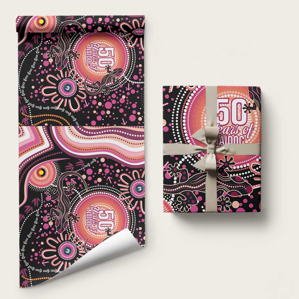 Australia NAIDOC Week Wrapping Paper Happy 50th Anniversary Pink Version - Aussie Hoodie