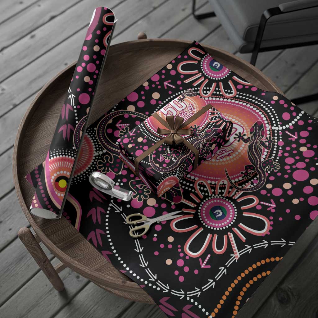 Australia NAIDOC Week Wrapping Paper Happy 50th Anniversary Pink Version - Aussie Hoodie