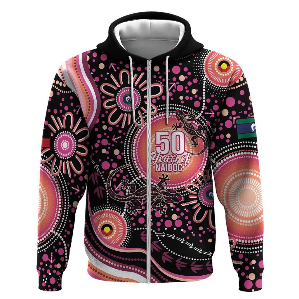 Australia NAIDOC Week Zip Hoodie Happy 50th Anniversary Pink Version