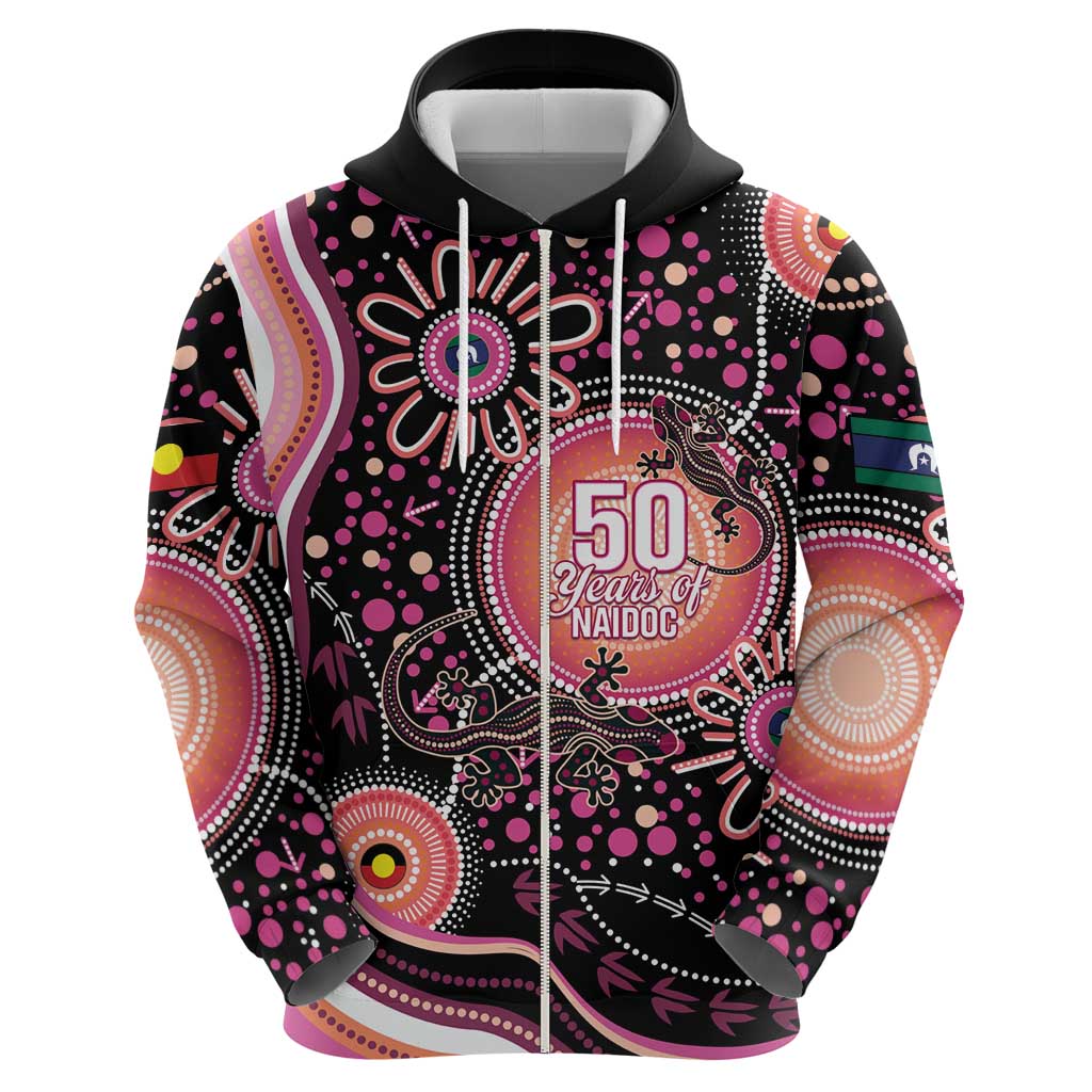 Australia NAIDOC Week Zip Hoodie Happy 50th Anniversary Pink Version