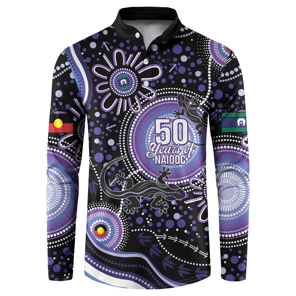 Australia NAIDOC Week Button Sweatshirt Happy 50th Anniversary Purple Version