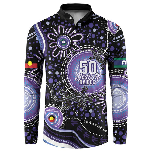 Australia NAIDOC Week Button Sweatshirt Happy 50th Anniversary Purple Version