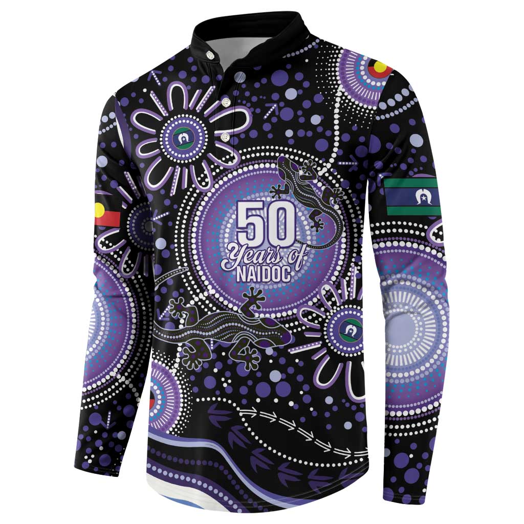 Australia NAIDOC Week Button Sweatshirt Happy 50th Anniversary Purple Version
