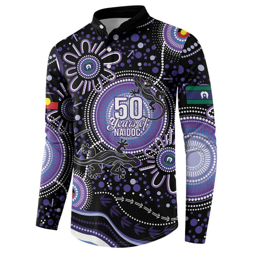Australia NAIDOC Week Button Sweatshirt Happy 50th Anniversary Purple Version