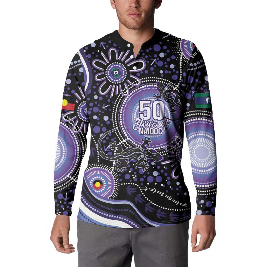 Australia NAIDOC Week Button Sweatshirt Happy 50th Anniversary Purple Version
