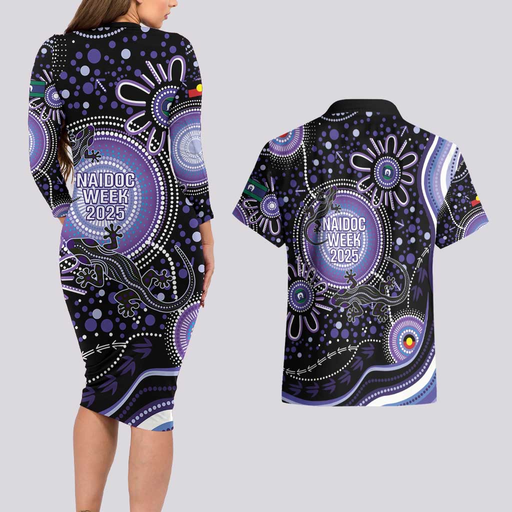 Australia NAIDOC Week Couples Matching Long Sleeve Bodycon Dress and Hawaiian Shirt Happy 50th Anniversary Purple Version