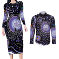 Australia NAIDOC Week Couples Matching Long Sleeve Bodycon Dress and Long Sleeve Button Shirt Happy 50th Anniversary Purple Version