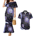Australia NAIDOC Week Couples Matching Mermaid Dress and Hawaiian Shirt Happy 50th Anniversary Purple Version