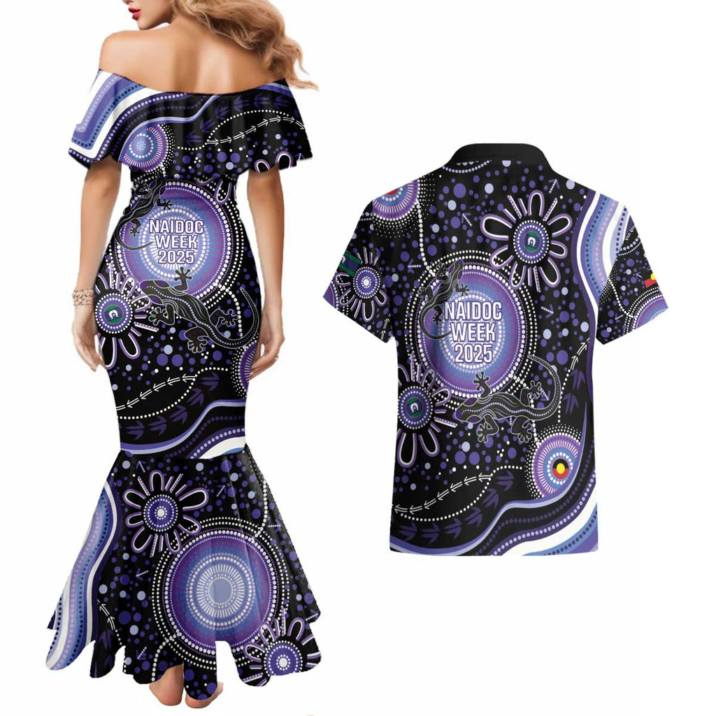 Australia NAIDOC Week Couples Matching Mermaid Dress and Hawaiian Shirt Happy 50th Anniversary Purple Version