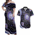 Australia NAIDOC Week Couples Matching Off Shoulder Maxi Dress and Hawaiian Shirt Happy 50th Anniversary Purple Version