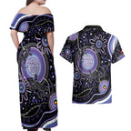 Australia NAIDOC Week Couples Matching Off Shoulder Maxi Dress and Hawaiian Shirt Happy 50th Anniversary Purple Version