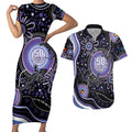Australia NAIDOC Week Couples Matching Short Sleeve Bodycon Dress and Hawaiian Shirt Happy 50th Anniversary Purple Version