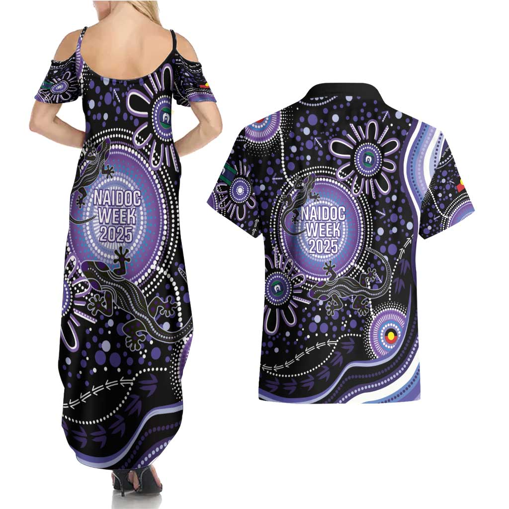 Australia NAIDOC Week Couples Matching Summer Maxi Dress and Hawaiian Shirt Happy 50th Anniversary Purple Version