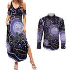 Australia NAIDOC Week Couples Matching Summer Maxi Dress and Long Sleeve Button Shirt Happy 50th Anniversary Purple Version