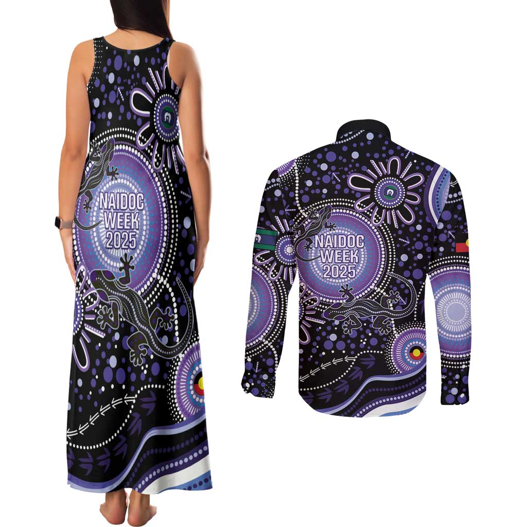 Australia NAIDOC Week Couples Matching Tank Maxi Dress and Long Sleeve Button Shirt Happy 50th Anniversary Purple Version