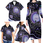 Australia NAIDOC Week Family Matching Long Sleeve Bodycon Dress and Hawaiian Shirt Happy 50th Anniversary Purple Version